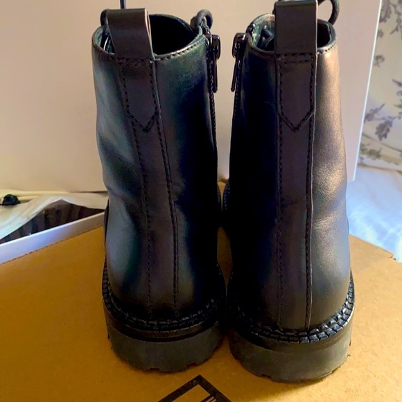 Vince Cabria Lug Combat Leather Boots size 6M Black - Picture 5 of 10